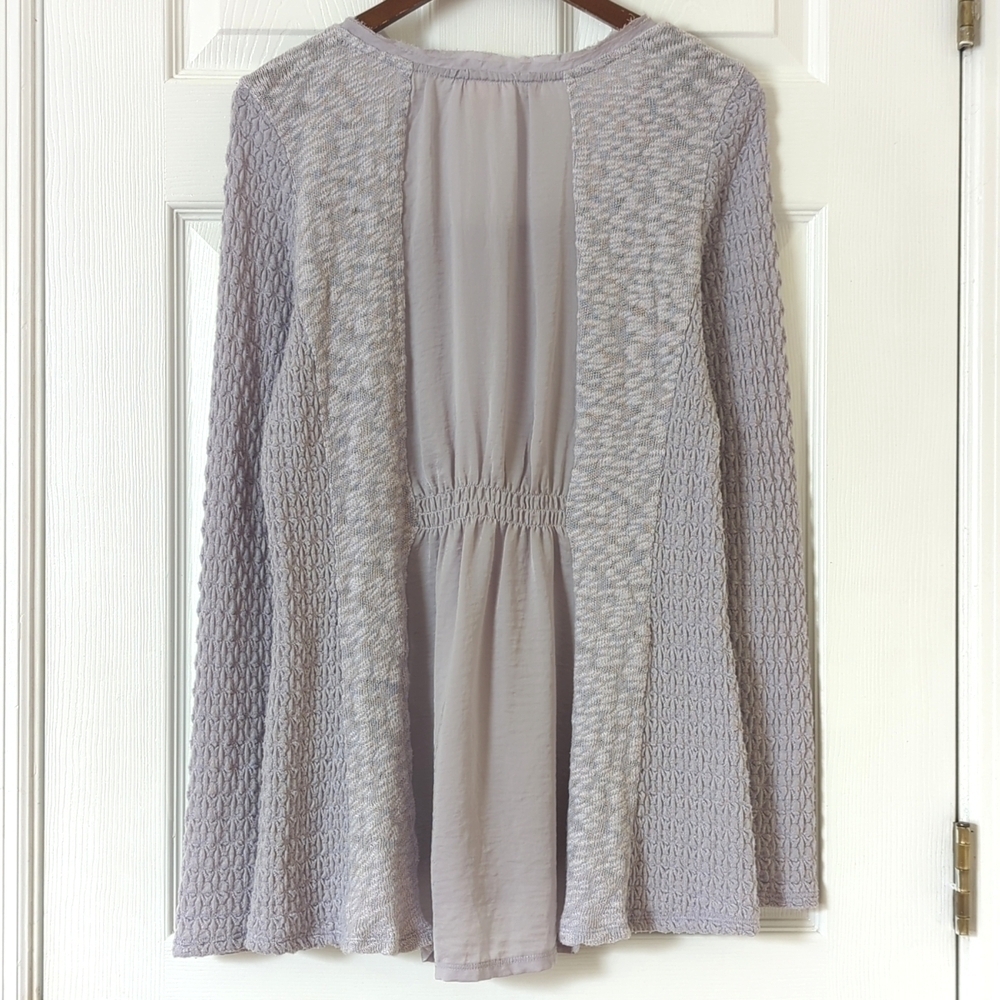 Meadow Rue Anthropologie Triple Texture Knit Scoop Neck Long Sleeve Top Purple M - Picture 11 of 13